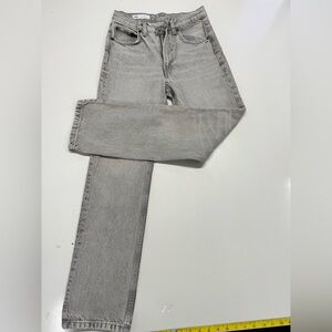 Zara Women Slim Straight Gray Washed Jeans